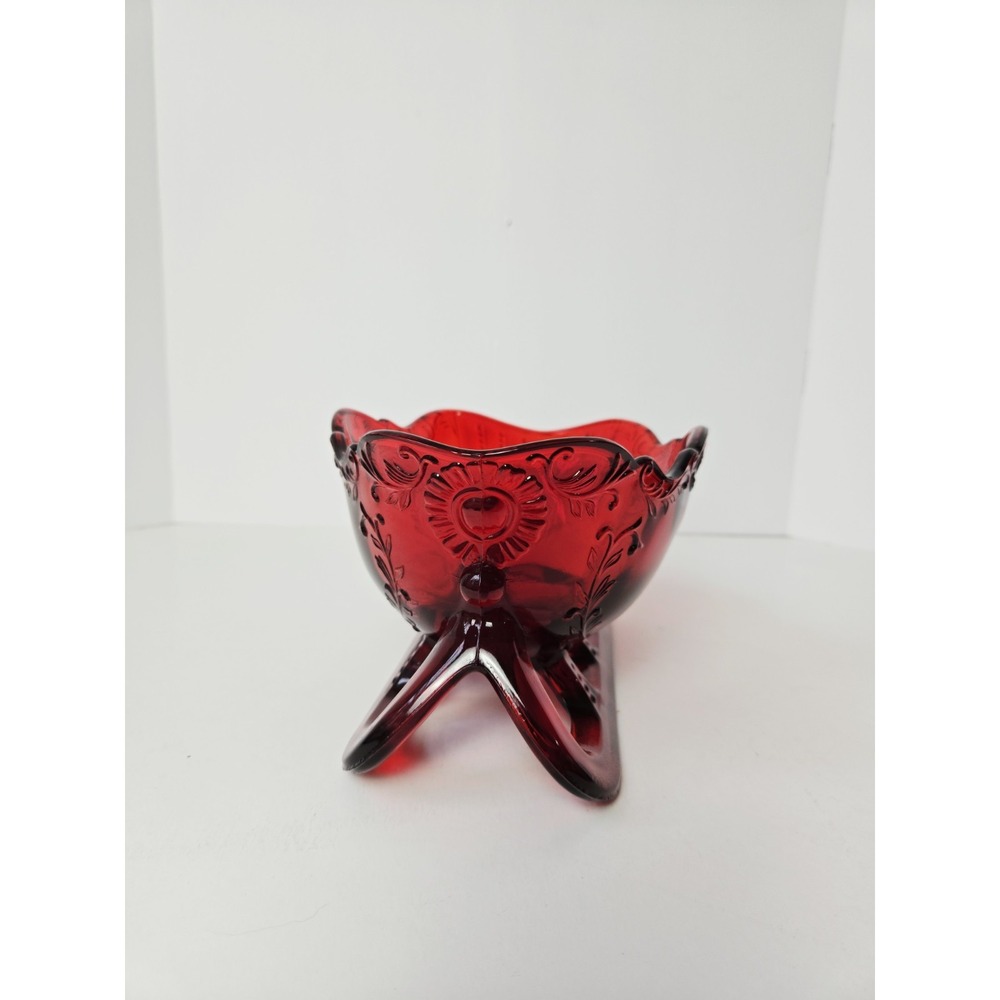 Mosser Glass Large Christmas red glass sleigh 9" centerpiece display - Picture 2 of 6